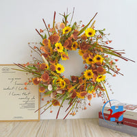 Artificial Eucalyptus and Chrysanthemum Wreath for Autumn Festival Decor