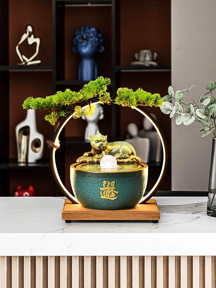 Feng Shui Money Frog Pixiu Water Fountain Ornament for Living Room Office Desktop Decor