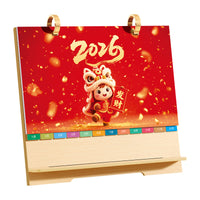 2026 Desk Calendar with Wooden Stand, Creative Chinese Style Index Notepad Calendar for Office Business