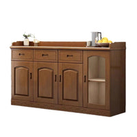 Solid Wood Sideboard Buffet Cabinet for Living Room Dining Room Kitchen Storage with Wine Rack and Tea Cabinet
