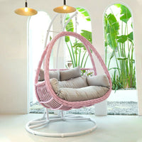 Indoor Outdoor Wicker Rattan Swing Chair with Stand for Patio Balcony Bedroom
