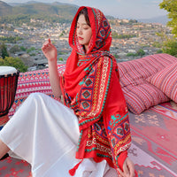 Ethnic Style Shawl Scarf for Beach Sun Protection and Travel Photography