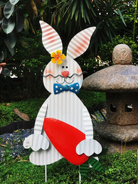 Garden Iron Art Rabbit Decor Stake for Yard Patio Balcony Landscape