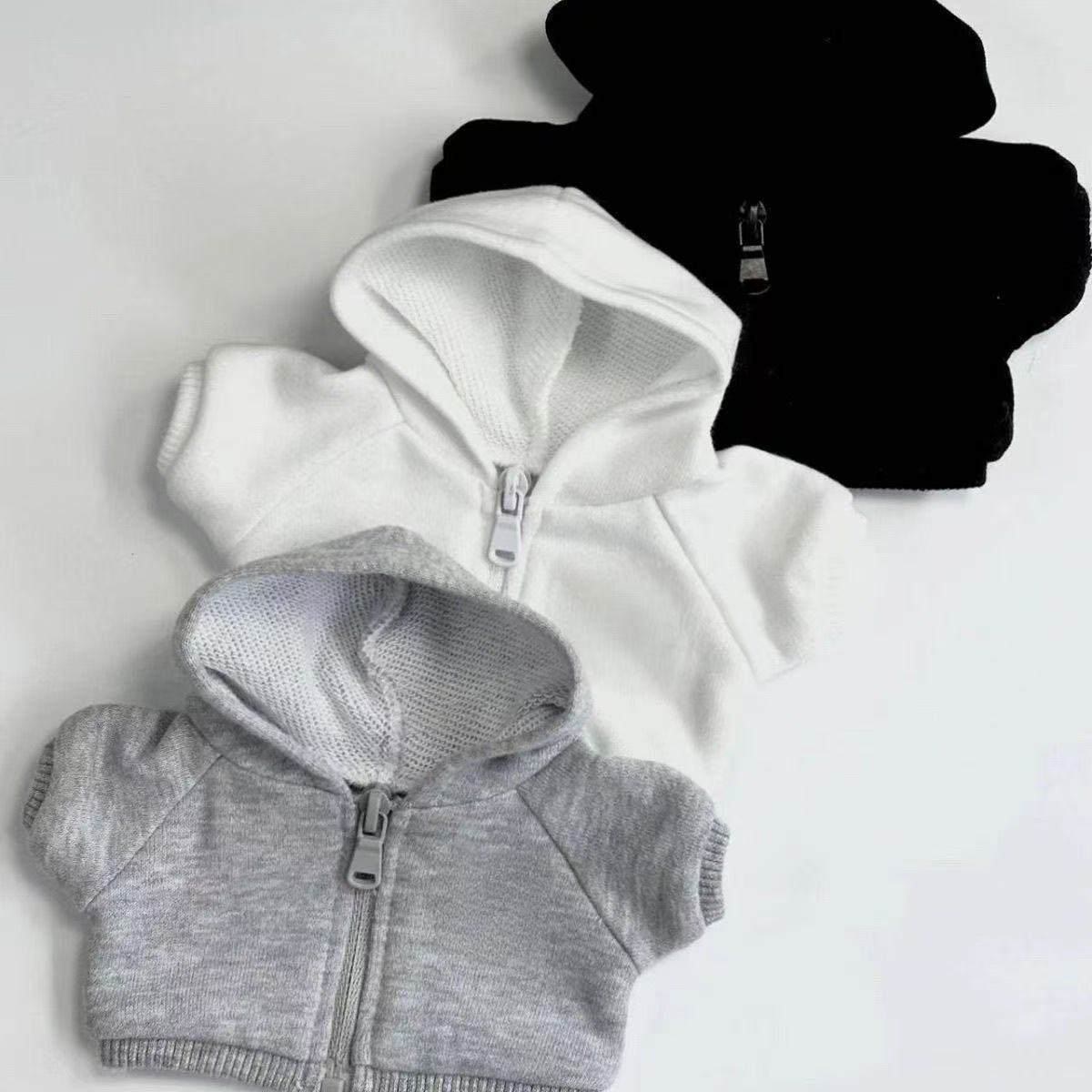 10cm Cotton Doll Hoodie Sweatshirt for Unattributed Dolls, Black/White/Gray
