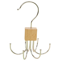Solid Wood Tie Hanger with 6 Hooks for Closet Organization