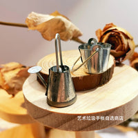 Miniature Vintage Metal Bucket and Watering Can for Dollhouse Micro Landscape Decor