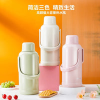 Retro Plastic Shell Vacuum Insulated Thermos Bottle with Silver-Plated Liner, Large Capacity for Home & Dorm