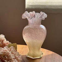 Vintage French Style Ribbed Glass Vase for Hydroponic or Floral Arrangements