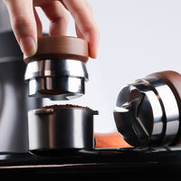 Walnut Stainless Steel Coffee Distributor and Tamper, Adjustable 51/58mm