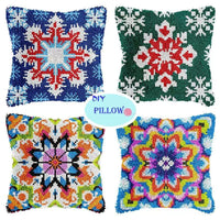 Mandala Printed Latch Hook Pillowcase Kit with Yarn and Pillow Insert