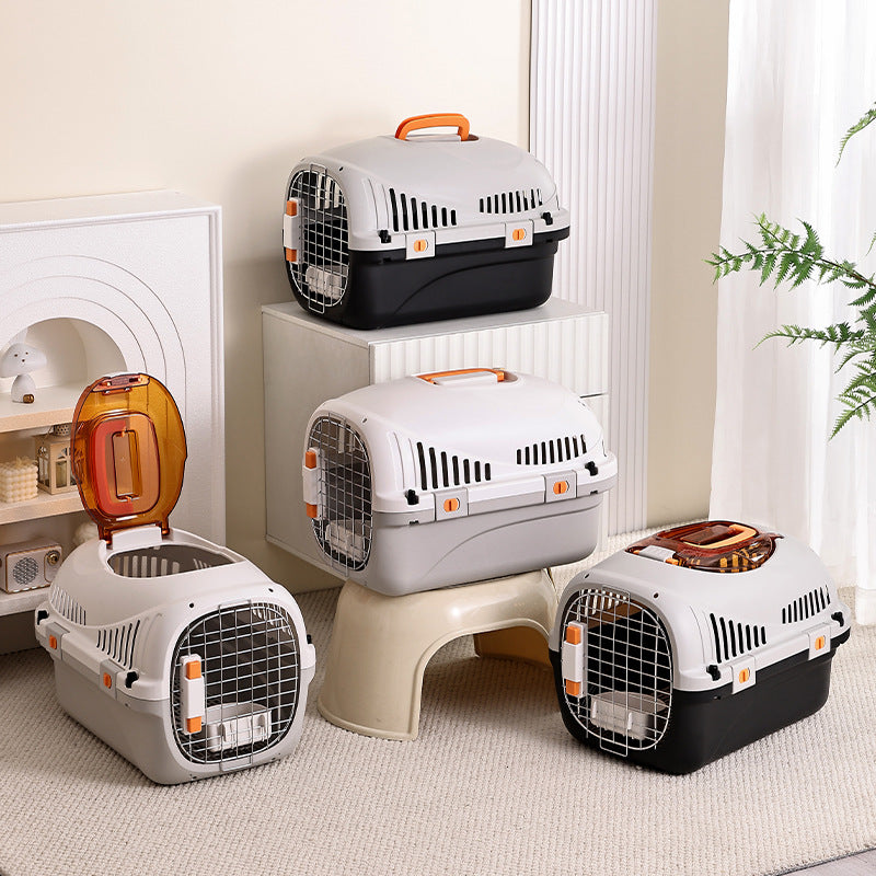Airline Approved Pet Carrier for Cats and Small Dogs, Portable Travel Crate with Food Bowl and Absorbent Pad