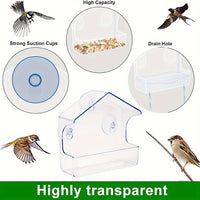 Acrylic Transparent Bird Feeder with Suction Cups for Balcony Window Glass Outdoor Nature