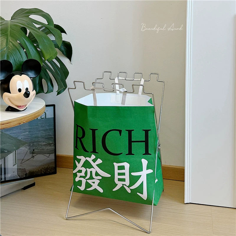 Foldable Trash Bag Holder for Home, Outdoor, Camping - Portable Plastic Bag Rack