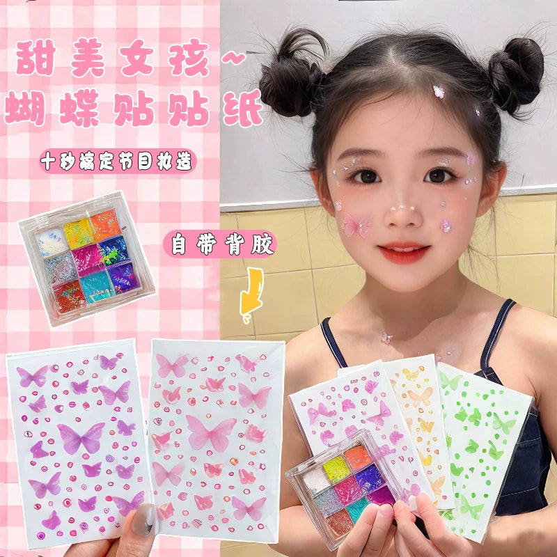 Kids' Face Gems and Eye Makeup Stickers for Performances