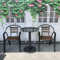 Outdoor Patio Garden Wood-Plastic Composite Dining Table and Chair Set