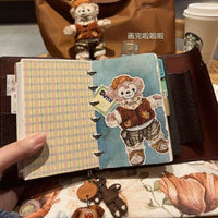 Vintage Brown M5 Loose-Leaf Leather Journal Notebook for Students & Travelers, Portable Pocket Diary with Lined/Grid/Blank Pages