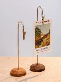 Solid Wood Base Clip Desktop Display Stand for Cards, Photos, and Menus