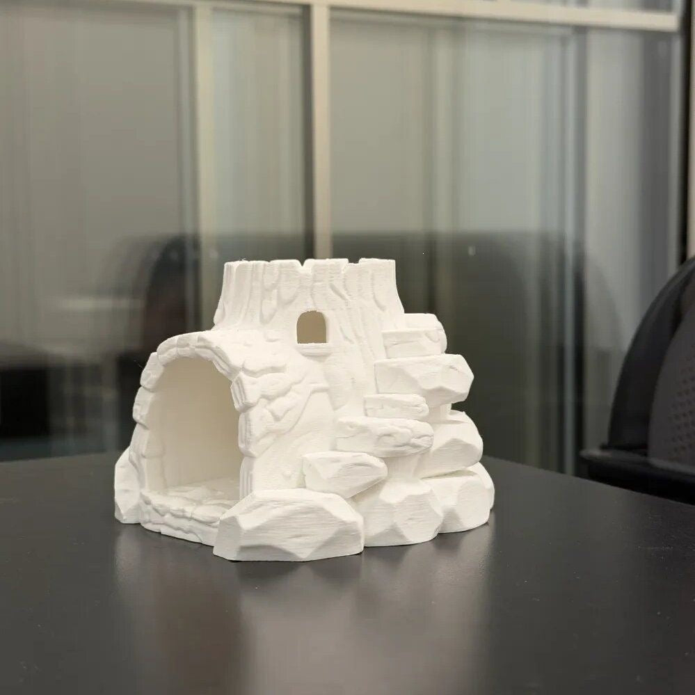 Reptile Hideout Cave for Geckos, 3D Printed Rock Stump Design