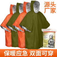 Emergency Thermal Rain Poncho with Whistle and Storage Bag for Outdoor Camping Hiking Survival