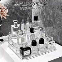 Acrylic 3-Tier Countertop Organizer with Guardrail for Perfume, Cosmetics, and Skincare