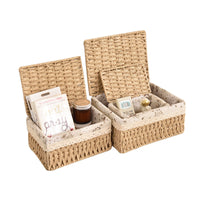 Minimalist Paper Rope Woven Storage Basket with Lid or Lidless Options for Home Decor and Organization