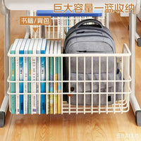 Under-Desk Hanging Storage Basket for Students - Iron Art Multi-functional Organizer for Books and Stationery