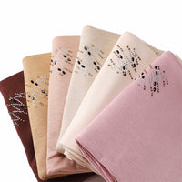Women's Elastic Mercerized Cotton Jersey Shawl Scarf with Rhinestone Embellishment