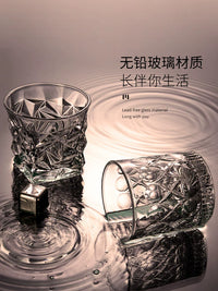 Whiskey Glass Set with Stainless Steel Ice Cubes and Tongs, Nordic Crystal Glassware for Home Bar