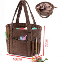 Corduroy Yarn Storage Bag Large Capacity Handbag for Knitting Crochet Tools