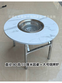 Thickened Stainless Steel Folding Round Table for Outdoor BBQ, Camping, and Patio Gatherings