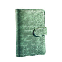 A6 6-Hole Crocodile Pattern Binder Notebook with Zipper Pockets for Cash Storage and Journaling