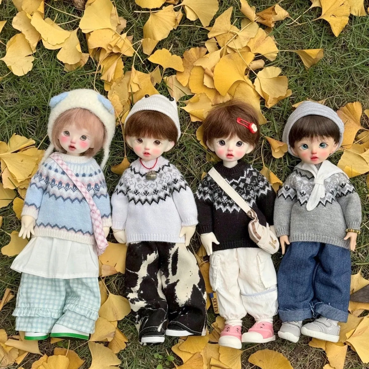 BJD Doll Fair Isle Knitted Sweater Retro Jacquard Top