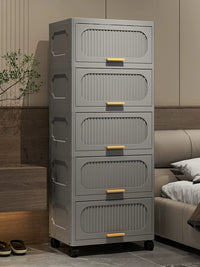 Thickened Plastic Storage Cabinet with Flip-Top Lid and Wheels for Living Room Bedroom Snacks Cosmetics