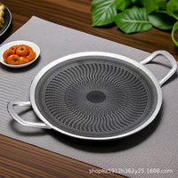 Stainless Steel Korean BBQ Grill Pan Non-stick Teppanyaki Plate for Induction Cooktop