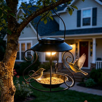 Solar-Powered Metal Bird Feeder for Garden & Yard