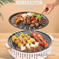 Portable Outdoor BBQ Grill and Teapot Heater Set with Baking Pan