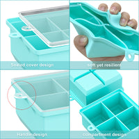 Whiskey Large Ice Cube Mold with Lid, Bubble-Free Square Ice Maker and Storage Box, Easy Release