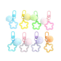 Creative Resin Hollow Star Keychain with Plush Ball Charm for Bags