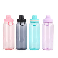 Large Capacity Flip-Top Outdoor Sports Water Bottle with Handle, Portable Single-Layer Plastic Space Kettle for Hiking