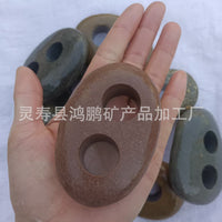 Aquarium Plant Fixing Stone with Double Holes, Landscaping Pebble for Aquatic Plants, Hiding Cave Base