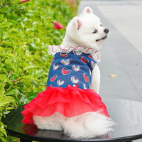 Pet Denim Cherry Harness Dress for Small to Medium Dogs and Cats