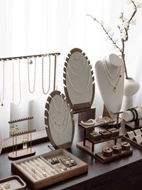 Vintage Chinese Style Jewelry Display Stand Necklace Mannequin Holder Storage Tray Photography Prop