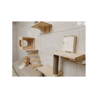 Wall-Mounted Cat Climbing Frame Solid Wood Space-Saving Cat Tree for Single Cat