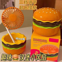 Portable USB Rechargeable Hamburger Mini Fan for Desk, Home, or Outdoor Use - Ideal Kids' Gift
