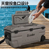 Jiangliu Fish 160L Large Capacity PU Foam Fishing Cooler Box with Wheels for Offshore Sea Fishing Commercial Insulation