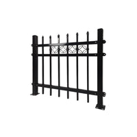 Zinc Steel Garden Fence Panel for Villas & Parks, Anti-Climb Security Barrier, Blue & White