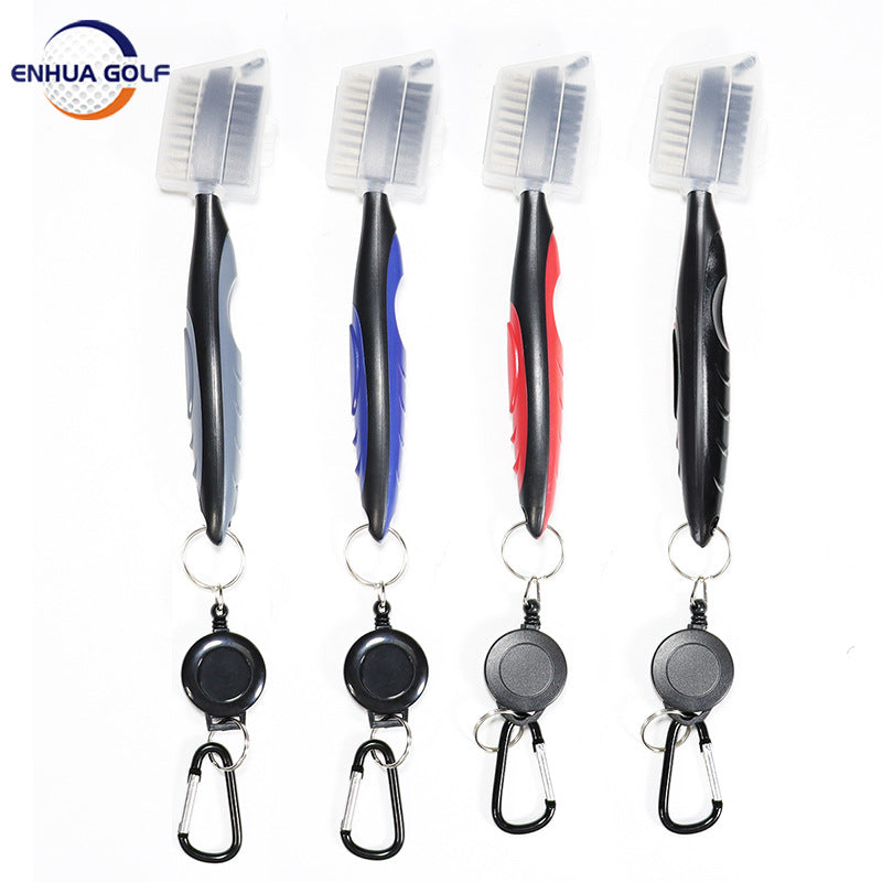 Portable Golf Club Double-Sided Cleaning Brush with Bristles - Golf Accessories