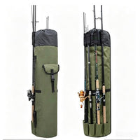Portable Cylindrical Fishing Rod Bag with Drawstring Closure, Oxford Cloth, Large Capacity, Handheld/Shoulder Carry