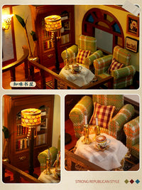 DIY Miniature Dollhouse Kit with Music and Dust Cover, Wooden Model Building Set for Adults and Teens
