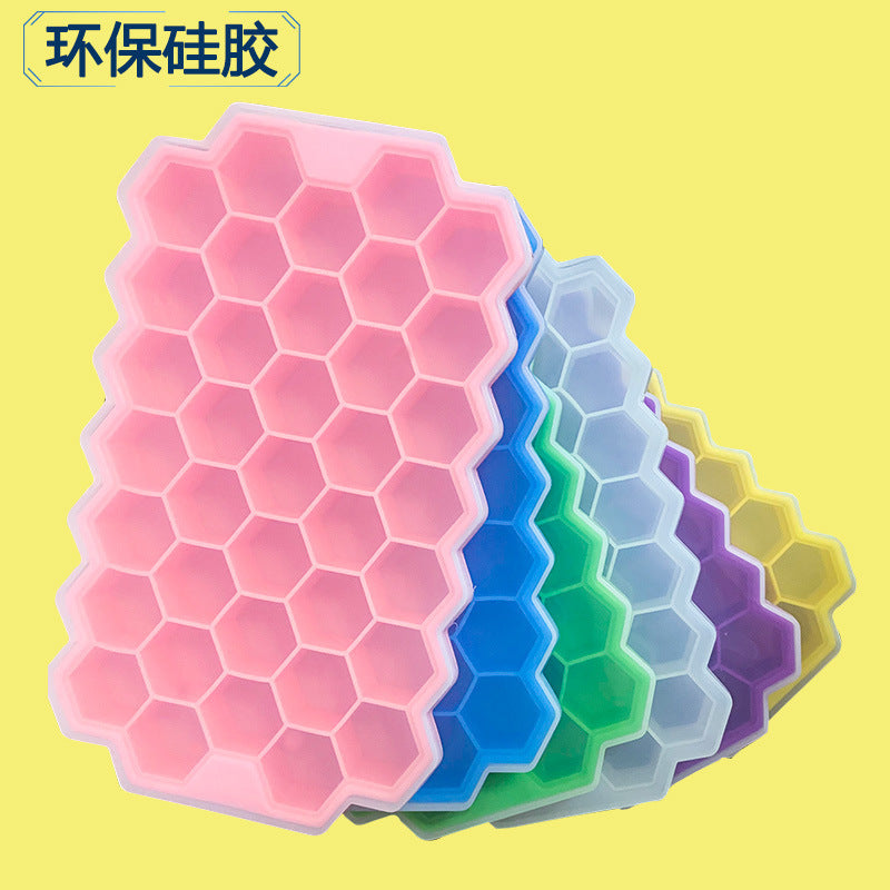 37-Grid Honeycomb Silicone Ice Cube Tray with Press-Release Function for DIY Home Ice Making